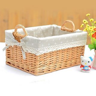 Chinese Style White Flower Bamboo Storage Basket