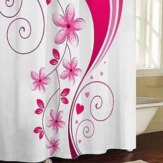Shower Curtain Modern Pink Floral Print Thick Fabric Water resistant W71 x L71