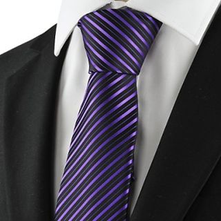 Striped Purple Mens Tie Necktie Party Wedding Holiday Gift