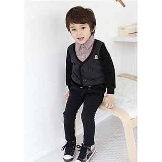 Boys Tur Down Collar Plaid 2Pcs Style Long Sleeve Sweatshirts Spring Autumn