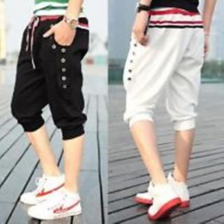 2013 Summer Rib Knitting Color Block Three dimensional Breasted Casual Pants Male Sports Capris