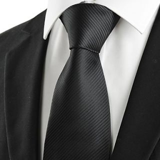 Classic Striped Black Men Tie Formal Necktie for Wedding Funeral Evening Gift