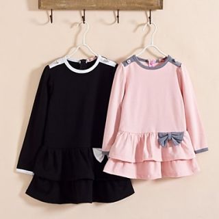 Spring Girls Long Sleeve Dress with Bowknot