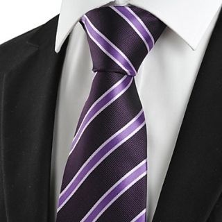 New Striped Purple Formal Men Tie Necktie for Wedding Party Holiday Gift