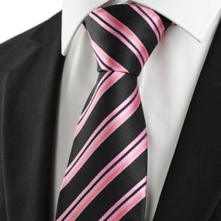 New Striped Pink Business Men Tie Necktie for Wedding Party Holiday Gift