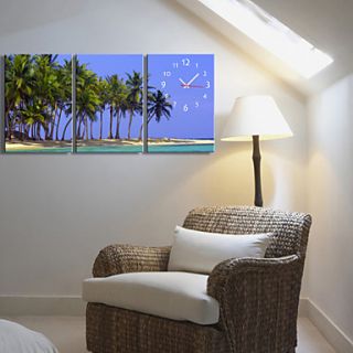 Country Style Coconut Tree Clock in Canvas 3pcs