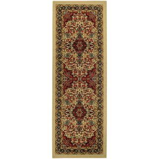 Rubber Back Ivory Traditional Floral Print Non skid Runner Rug (22 X 69)