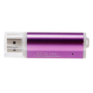 4 in 1 USB 2.0 Multi Card Reader (Purple/Black)