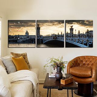 Modern Style European Bridge Wall Clock in Canvas 3pcs