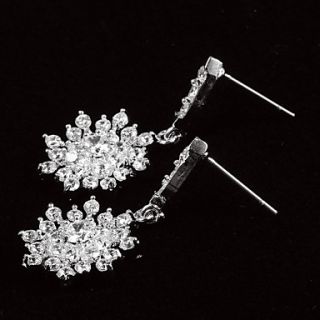Graceful Platinum Plated With Zircon Snowflake Shaped Womens Drop Earrings