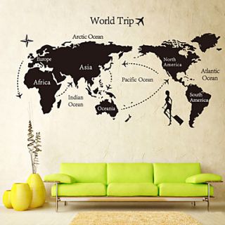 Global World Map Atlas Vinyl Wall Art Decal Wall Sticker