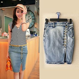 Womens Lady Large Size Hip Hugger Stretch Denim One Pace Skirt