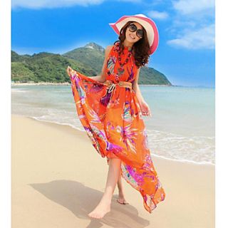 TS Bohemia Chiffon Looser Print Beach Maxi Dress(Random Prints)