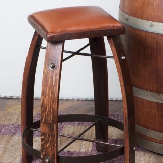 2 Day Designs Reclaimed 24 in. Stave Counter Stool with Leather Seat Multicolor
