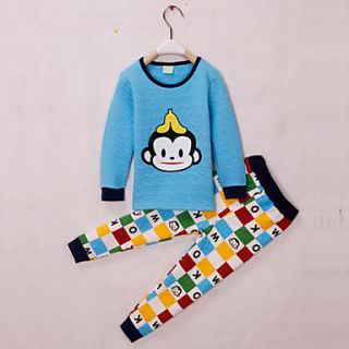 Childrens Extra Thick Cotton Underwear Suit 2 Pieces Blue Monkey Clothing Sets
