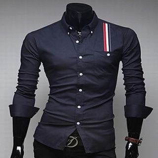 Mens Stylish Stripes Embellishment Slim Shirt