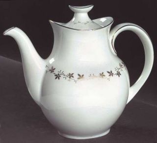Royal Doulton Citadel Coffee Pot & Lid, Fine China Dinnerware   Gold Flowers On