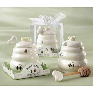Amasra Meant to Bee Ceramic Honey Pot with Wooden Dipper