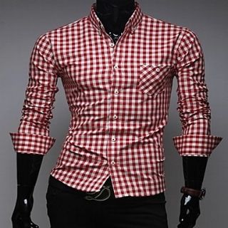 Mens Stylish Check Pattern Slim Shirt