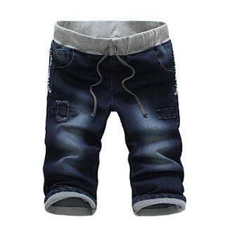Mens Stylish Rib Tether Style Cropped Jeans