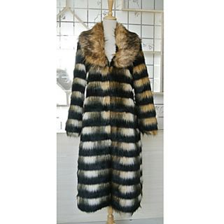 Long Sleeve Turndown Faux Fur Party/Casual Coat