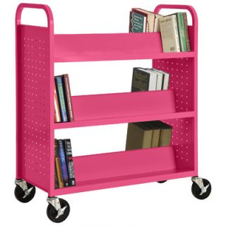 Sandusky Double Sided Sloped Shelf Mobile Booktruck SV336  Color Pom Pom Pink