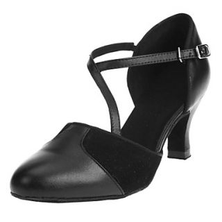 Leather Cross Strap Chuncky Heel Modern Dance Shoes For Women