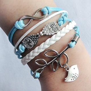 Fashion Multideck Olive Branch Owl Braided Bracelet