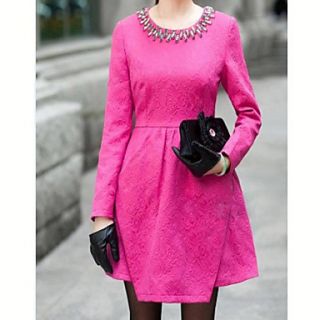 TS Beads Collar Jacquard Dress