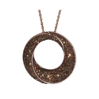 14K Rose Gold Over Sterling Silver Brown Crystal Circle Pendant, Womens