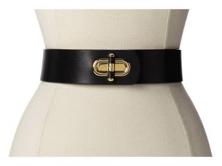LAUREN by Ralph Lauren 1 3/4 Leather Front Stretch Belt With Turnlock Womens Belts (Black)