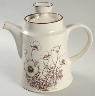 Noritake Desert Flowers Tea/Coffee Pot & Lid, Fine China Dinnerware   Brown Flow