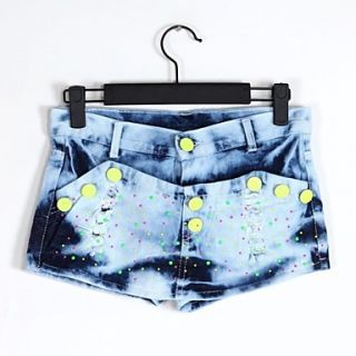 Womens Button Drilling Short Skinny Denim Skirt Pants