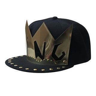Fashion Unisex Punk Style King Rivet Black Hat for Men Women Ladies