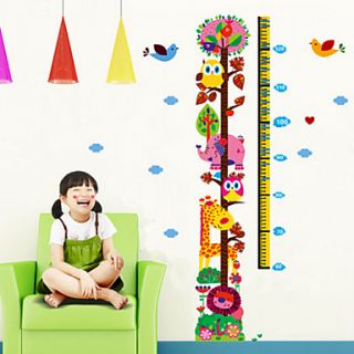 Zoo Kids Growth Chart Height Measure Kids Rooms DIY Decoration Wall Stickers