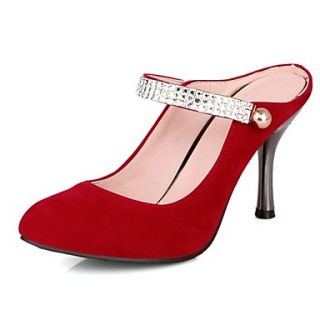 PU Womens Pointed Toe Stiletto Heel Pumps with Rhinestone More Colors
