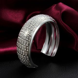 High Quality Stylish Silver Silver Plated Thick Veins Cuffed Bracelets