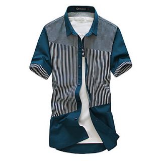 Mens Fashion Stripes Splicing Shirt