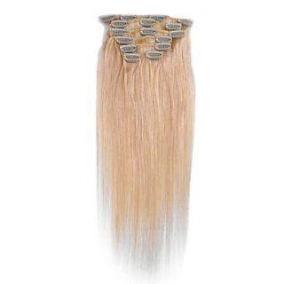 15 Inch 7 Pcs 100% Real Human Hair Silky Straight Hair Clips in Extensions 4 Colors Available