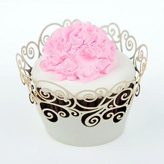 12pcs Silicone White Floral Cupcake Wrapper, Laser Cut, Party/Wedding/Birthday Favor Decoration
