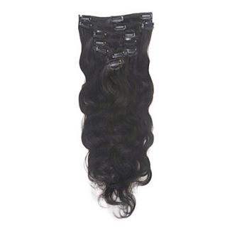 18 Brazilian Body Wave Clip in Hair Extension #1b Off Black Color Human Hair Extension Clip on 70g/set