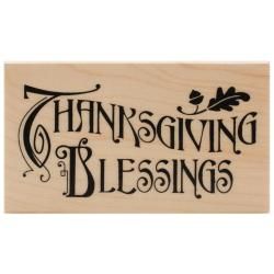 Inkadinkado Harvest Mounted Rubber Stamp 3 X1.75  Thanksgiving Blessings