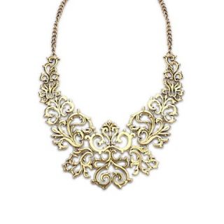 European Ethnic Style (Flowers) Plated Alloy Cutout Flowers Statement Necklace (Golden Color) (1 pc)