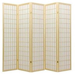 Oriental Shoji 5 panel Natural Room Divider Screen