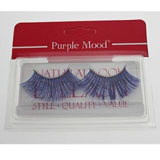 1 Pair Pro High Quality Hand Made Synthetic Fiber Hair Blue Color Thick Long Shimmer Cannetille Style False Eyelashes