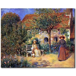 Hand Painted Oil Painting People A Garden Scene in Brittany with Stretched Frame Ready to Hang