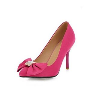 Suede Womens Stiletto Heel Heels Pumps/Heels Shoes with Bowknot/Rhinestone (More Colors)