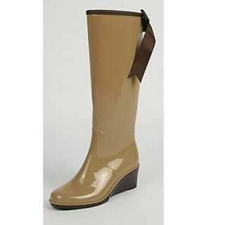 Rubber Womens Wedge Heel Rain Knee High Boots (More Colors)