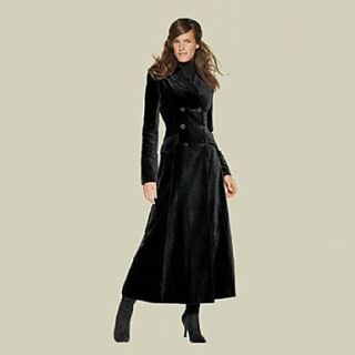 Womens Suit Lapel Double Breasted Slim Long Coat