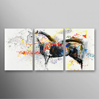 Hand Painted Oil Painting Animal Running Horse with Stretched Frame Set of 3 Ready to Hang